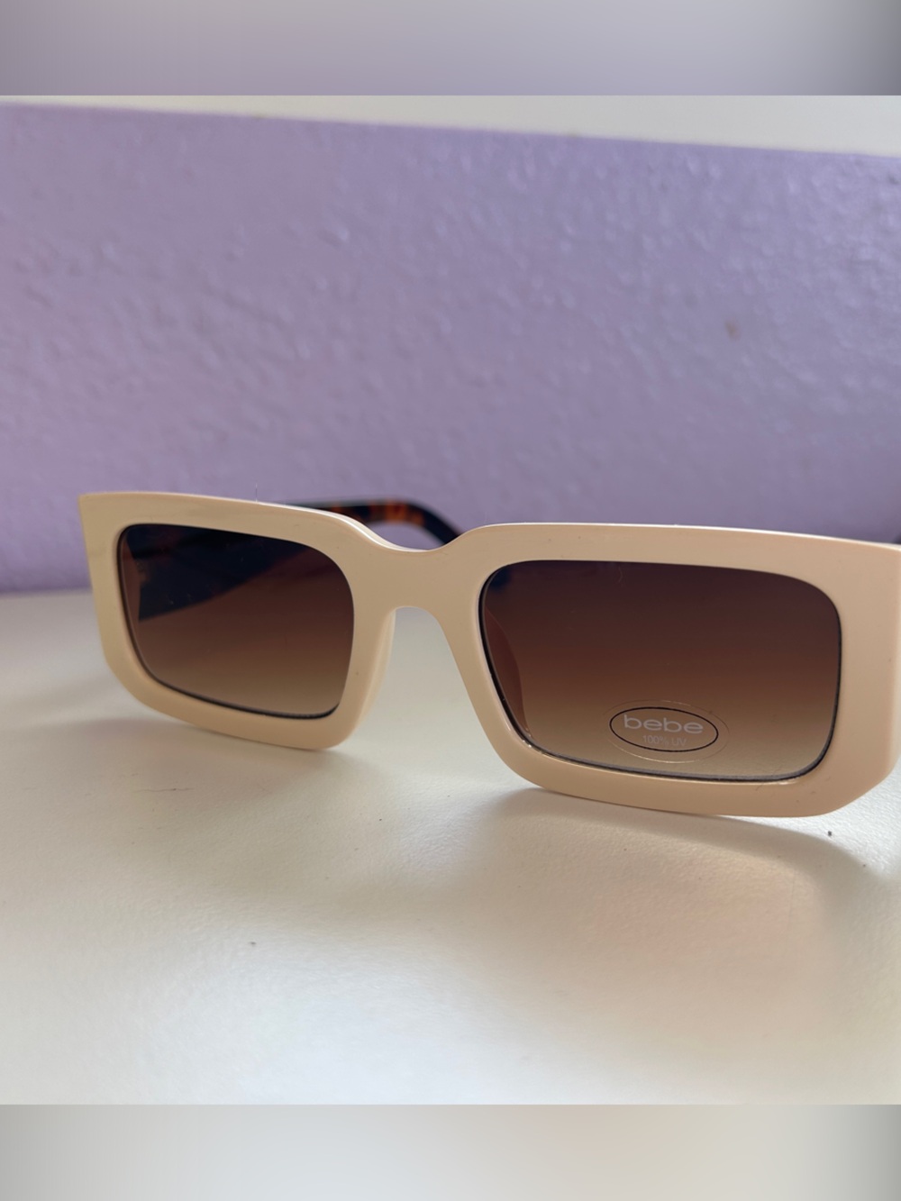 bebe Cream Square Trendy Sunglasses